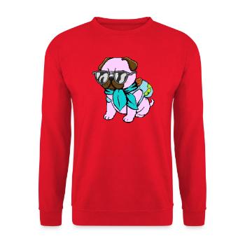Mops-Reisender - Unisex Pullover - Rot - Vorne - Alina (178cm) & Michal (187cm)