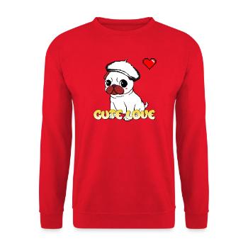 Süßer Liebes-Mops - Unisex Pullover - Rot - Vorne - Alina (178cm) & Michal (187cm)