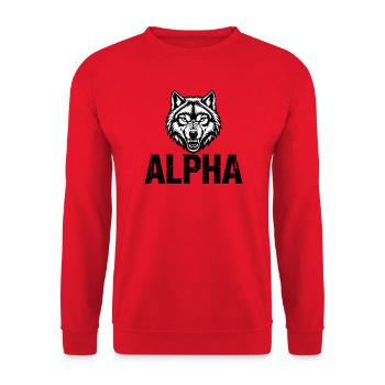 Alpha Wolf Cracked-Logo - Unisex Pullover - Rot - Vorne - Alina (178cm) & Michal (187cm)