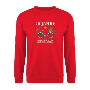 70 Jahre Fahrrad Tagesplan - Unisex Pullover - Rot - Vorne - Alina (178cm) & Michal (187cm)