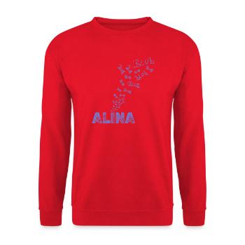 Geschenk für Alina - Unisex Pullover - Rot - Vorne - Alina (178cm) & Michal (187cm)