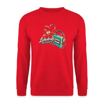 Kassette Mixtape Bandsalat Retro Nostalgie - Unisex Pullover - Rot - Vorne - Alina (178cm) & Michal (187cm)