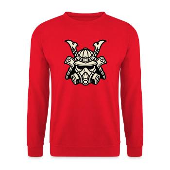 Cyber Samurai Gasmaske Logo - Unisex Pullover - Rot - Vorne - Alina (178cm) & Michal (187cm)