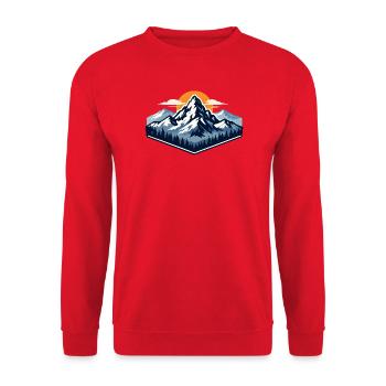 Berglandschaft Sonnenaufgang - Unisex Pullover - Rot - Vorne - Alina (178cm) & Michal (187cm)