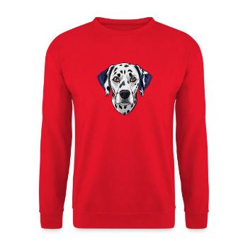 Dalmatinerkopf - Unisex Pullover - Rot - Vorne - Alina (178cm) & Michal (187cm)