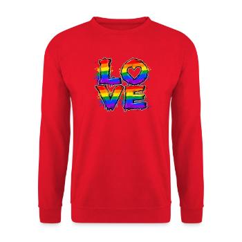 Liebe im Regenbogen-Look - Unisex Pullover - Rot - Vorne - Alina (178cm) & Michal (187cm)