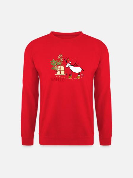 Hirsch im Winterwald - Unisex Pullover - Rot