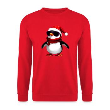 Coole Pinguine Weihnachten - Unisex Pullover - Rot - Vorne - Alina (178cm) & Michal (187cm)