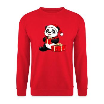 Pandas Weihnachten - Unisex Pullover - Rot - Vorne - Alina (178cm) & Michal (187cm)