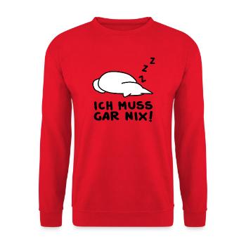 Lustige Schlafende Katze - Unisex Pullover - Rot - Vorne - Alina (178cm) & Michal (187cm)