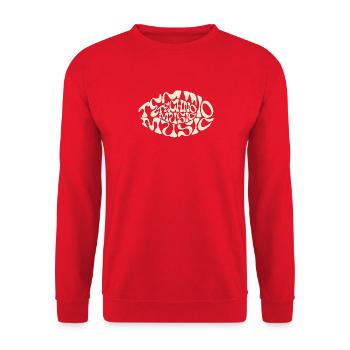 Techno Musik Fisch-Logo - Unisex Pullover - Rot - Vorne - Alina (178cm) & Michal (187cm)