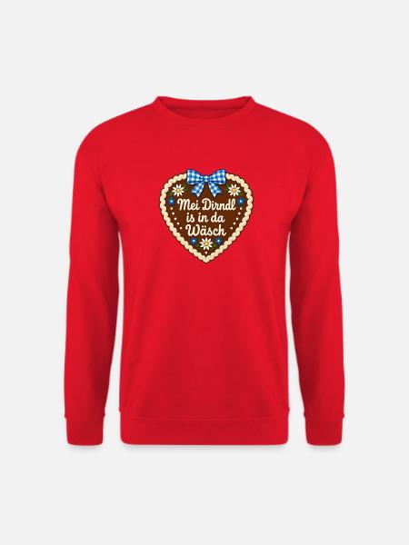 Dirndl in der Wäsch – Lebkuchenherz - Unisex Pullover - Rot