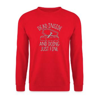 Sarg mit Daumen hoch - Unisex Pullover - Rot - Vorne - Alina (178cm) & Michal (187cm)