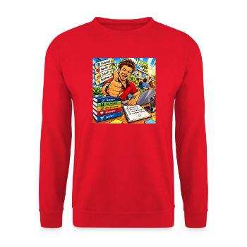 1000202899 - Unisex Pullover - Rot - Vorne - Alina (178cm) & Michal (187cm)
