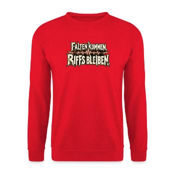 Metal Fan Rock Fan Heavy Metal Riffs - Unisex Pullover - Rot - Vorne - Alina (178cm) & Michal (187cm)