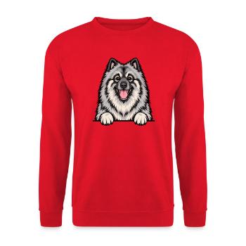 Wolfsspitz - Unisex Pullover - Rot - Vorne - Alina (178cm) & Michal (187cm)