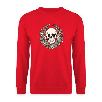 Totenkopf Eukalyptus Gänseblümchen Vektor Shirt - Unisex Pullover - Rot - Vorne - Alina (178cm) & Michal (187cm)