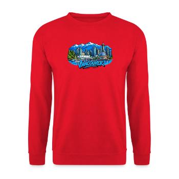 Vancouver Skyline Meerblick - Unisex Pullover - Rot - Vorne - Alina (178cm) & Michal (187cm)