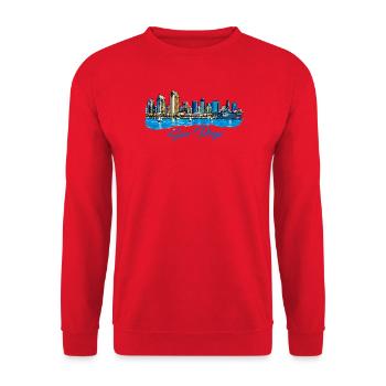 San Diego Skyline Küstenflair - Unisex Pullover - Rot - Vorne - Alina (178cm) & Michal (187cm)