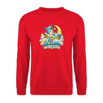 Liam KleinerHerzensmensch Mondtraum - Unisex Pullover - Rot - Vorne - Alina (178cm) & Michal (187cm)