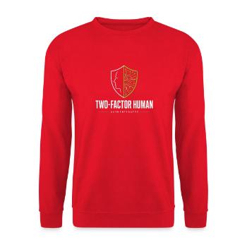 Zwei-Faktor-Mensch - Unisex Pullover - Rot - Vorne - Alina (178cm) & Michal (187cm)