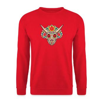 Zuckerschädel-Triceratops – Pyrenäen-Linie Labor - Unisex Pullover - Rot - Vorne - Alina (178cm) & Michal (187cm)
