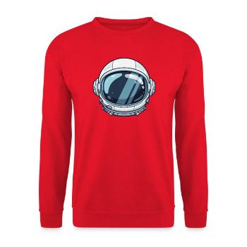 Astronautenhelm Kosmisches Visier - Unisex Pullover - Rot - Vorne - Alina (178cm) & Michal (187cm)