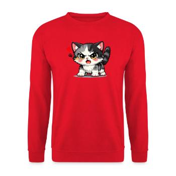 Wütendes Kawaii-Kätzchen - Unisex Pullover - Rot - Vorne - Alina (178cm) & Michal (187cm)