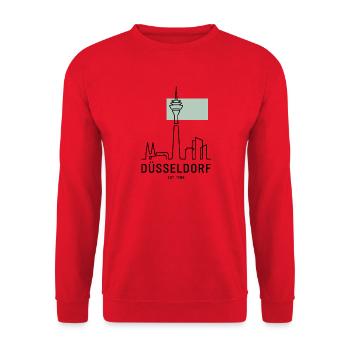 Düsseldorf Fernsehturm - Unisex Pullover - Rot - Vorne - Alina (178cm) & Michal (187cm)