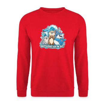Meeresschutz Meerestiere Ozeanfreund - Unisex Pullover - Rot - Vorne - Alina (178cm) & Michal (187cm)