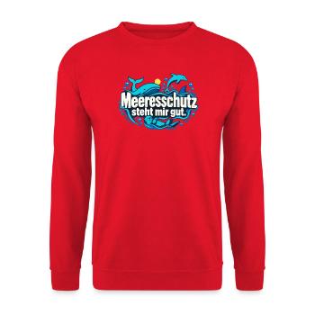 Meeresschutz Ozeanfreund Meerestiere - Unisex Pullover - Rot - Vorne - Alina (178cm) & Michal (187cm)