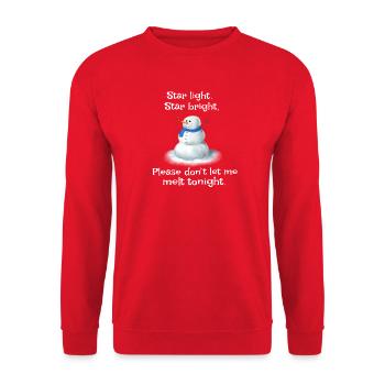 Star light Star bright - Schneemann Gedicht - Unisex Pullover - Rot - Vorne - Alina (178cm) & Michal (187cm)
