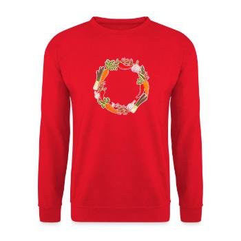 Gemüse Kräuter Kranz Karotte Knoblauch Vektor - Unisex Pullover - Rot - Vorne - Alina (178cm) & Michal (187cm)