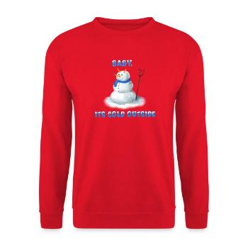 Baby it's cold outside - Devil Schneemann - Unisex Pullover - Rot - Vorne - Alina (178cm) & Michal (187cm)