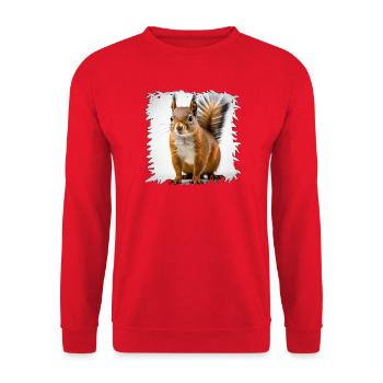 Eichhörnchen Porträt Fransenrahmen - Unisex Pullover - Rot - Vorne - Alina (178cm) & Michal (187cm)