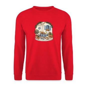 Mediterrane Frühstücksstimmung - Unisex Pullover - Rot - Vorne - Alina (178cm) & Michal (187cm)