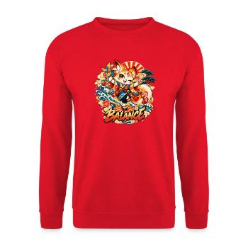 Traditionelles Japan × Retro 1960er–1970er Jahre - Unisex Pullover - Rot - Vorne - Alina (178cm) & Michal (187cm)