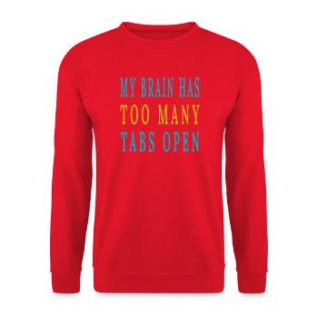 Mein Gehirn hat zu viele Tabs geöffnet - Unisex Pullover - Rot - Vorne - Alina (178cm) & Michal (187cm)