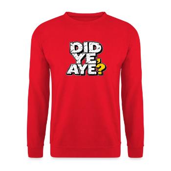 Hast du es getan? – Lustiges schottisches Sprichwort - Unisex Pullover - Rot - Vorne - Alina (178cm) & Michal (187cm)