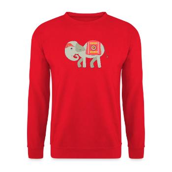 Elefant mit roter Deckentrage - Unisex Pullover - Rot - Vorne - Alina (178cm) & Michal (187cm)