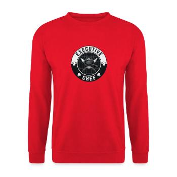 Vintage Executive Chef Crossed Knives Skillet-Top - Unisex Pullover - Rot - Vorne - Alina (178cm) & Michal (187cm)