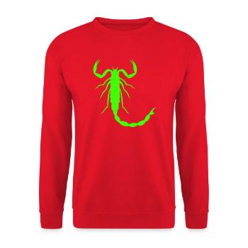 Leuchtender Skorpion Silhouette - Unisex Pullover - Rot - Vorne - Alina (178cm) & Michal (187cm)