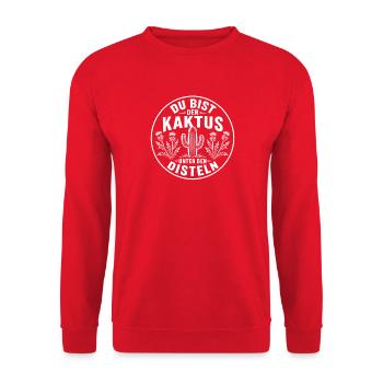 Du bist der Kaktus unter den Disteln T-Shirt - Unisex Pullover - Rot - Vorne - Alina (178cm) & Michal (187cm)