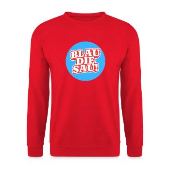 Blau Die Sau  - Unisex Pullover - Rot - Vorne - Alina (178cm) & Michal (187cm)