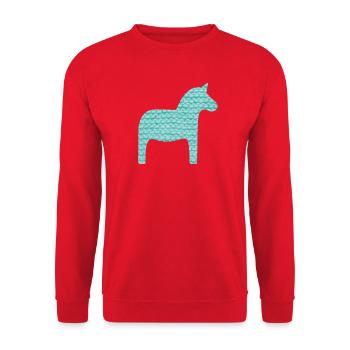 Dalapferd scandi Strickmuster Winter Schweden Xmas - Unisex Pullover - Rot - Vorne - Alina (178cm) & Michal (187cm)