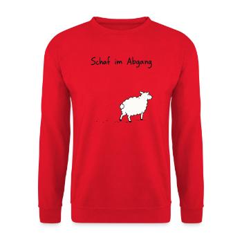 Schaf im Abgang - Unisex Pullover - Rot - Vorne - Alina (178cm) & Michal (187cm)