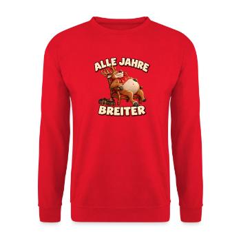 Alle Jahre breiter - Lustiges Rentier - Unisex Pullover - Rot - Vorne - Alina (178cm) & Michal (187cm)