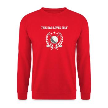 This Dad Loves Golf Golfer Papa - Unisex Pullover - Rot - Vorne - Alina (178cm) & Michal (187cm)