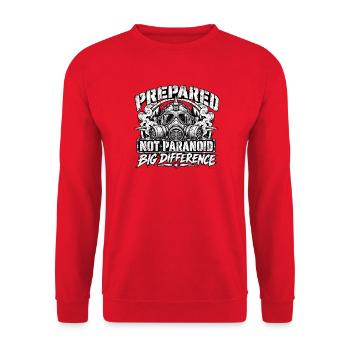 Vorbereitet, nicht paranoide Gasmaske-Überlebensfähigkeit - Unisex Pullover - Rot - Vorne - Alina (178cm) & Michal (187cm)