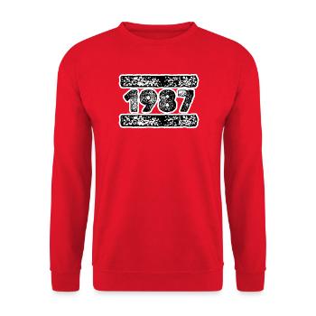 Jahreszahl 1987 - Unisex Pullover - Rot - Vorne - Alina (178cm) & Michal (187cm)